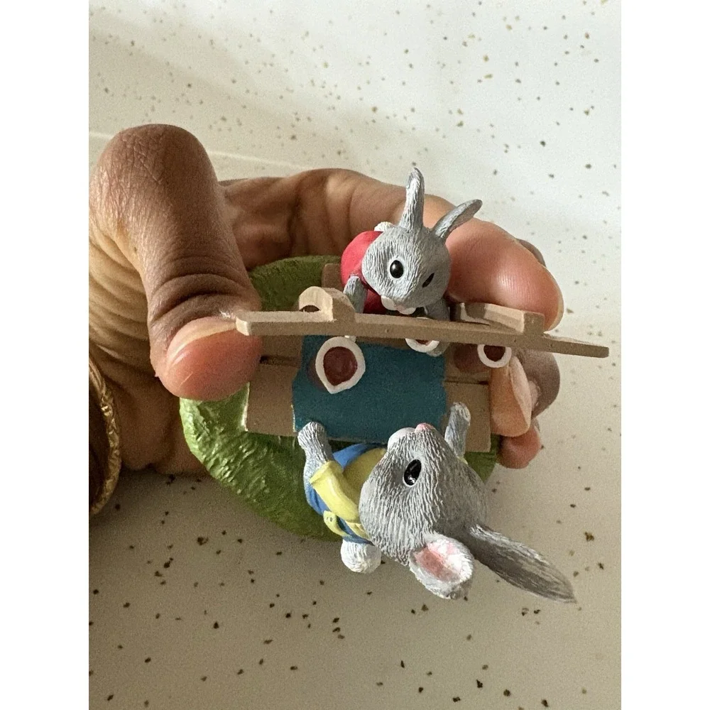 Vintage 1988‎ Hallmark Tender Touches  Rabbits at a Juice Stand Figurine